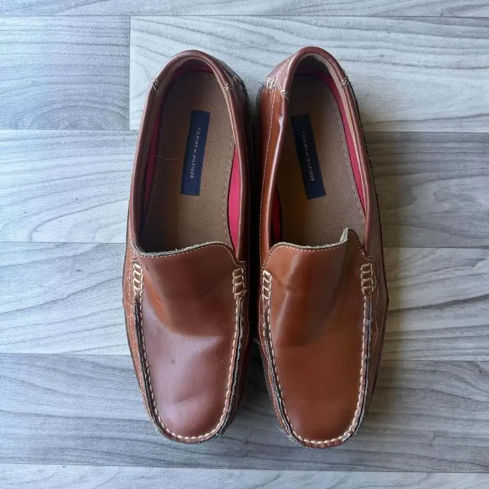 Tommy Hilfiger Dathan Brown Synthetic Leather Loafers Size 11.5